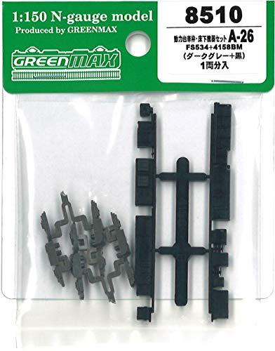 Green Max N Gauge Motorized Bogie Frame and Underfloor Equipment Set A-26 (FS534+4158BM) 8510