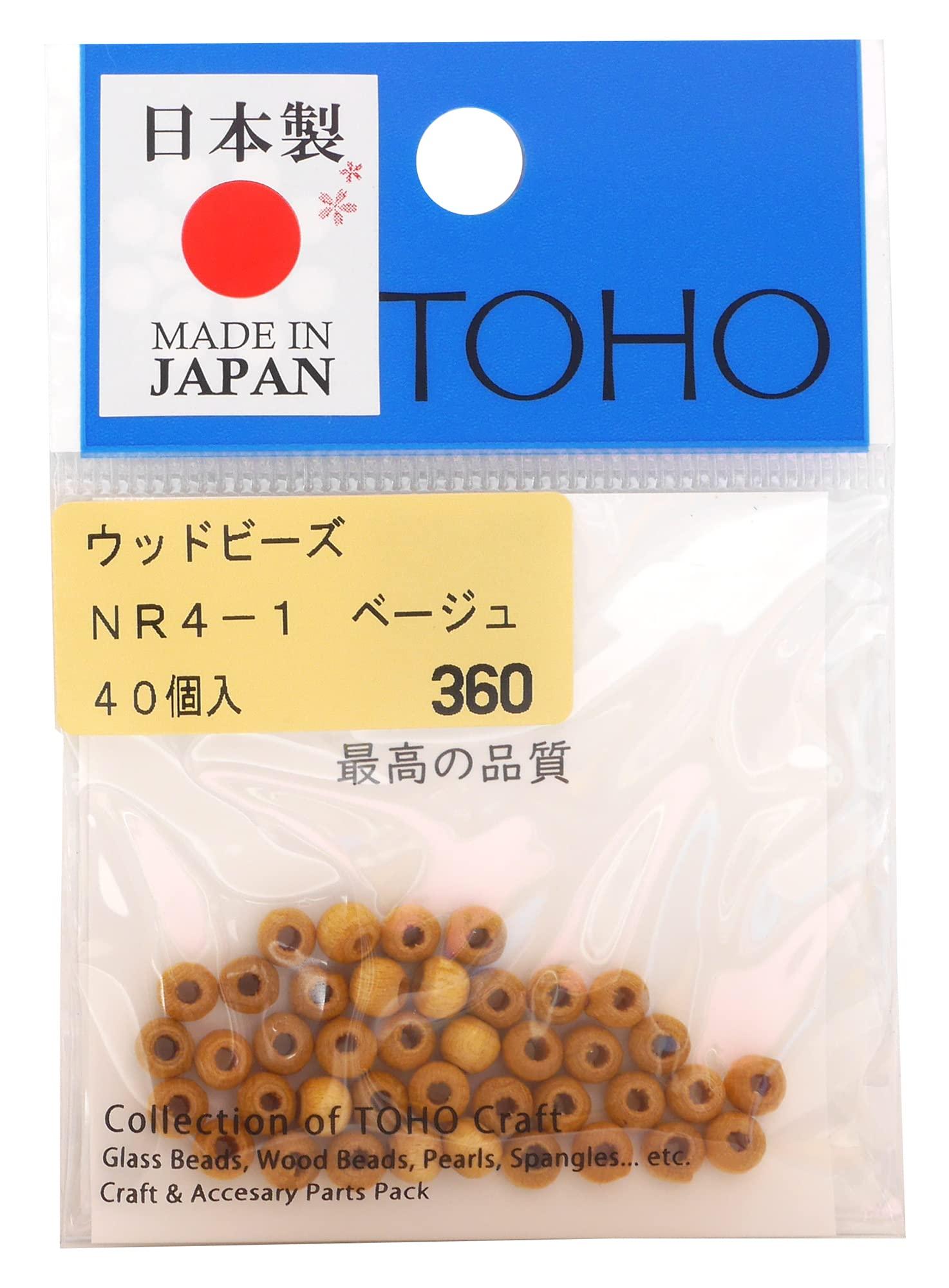 TOHO Artisan Craftsmanship Domestic Wood Beads Approx. 4mm Outer Diameter (Approx. 2mm Hole Size) Beige 40-Piece Pack NR4-1