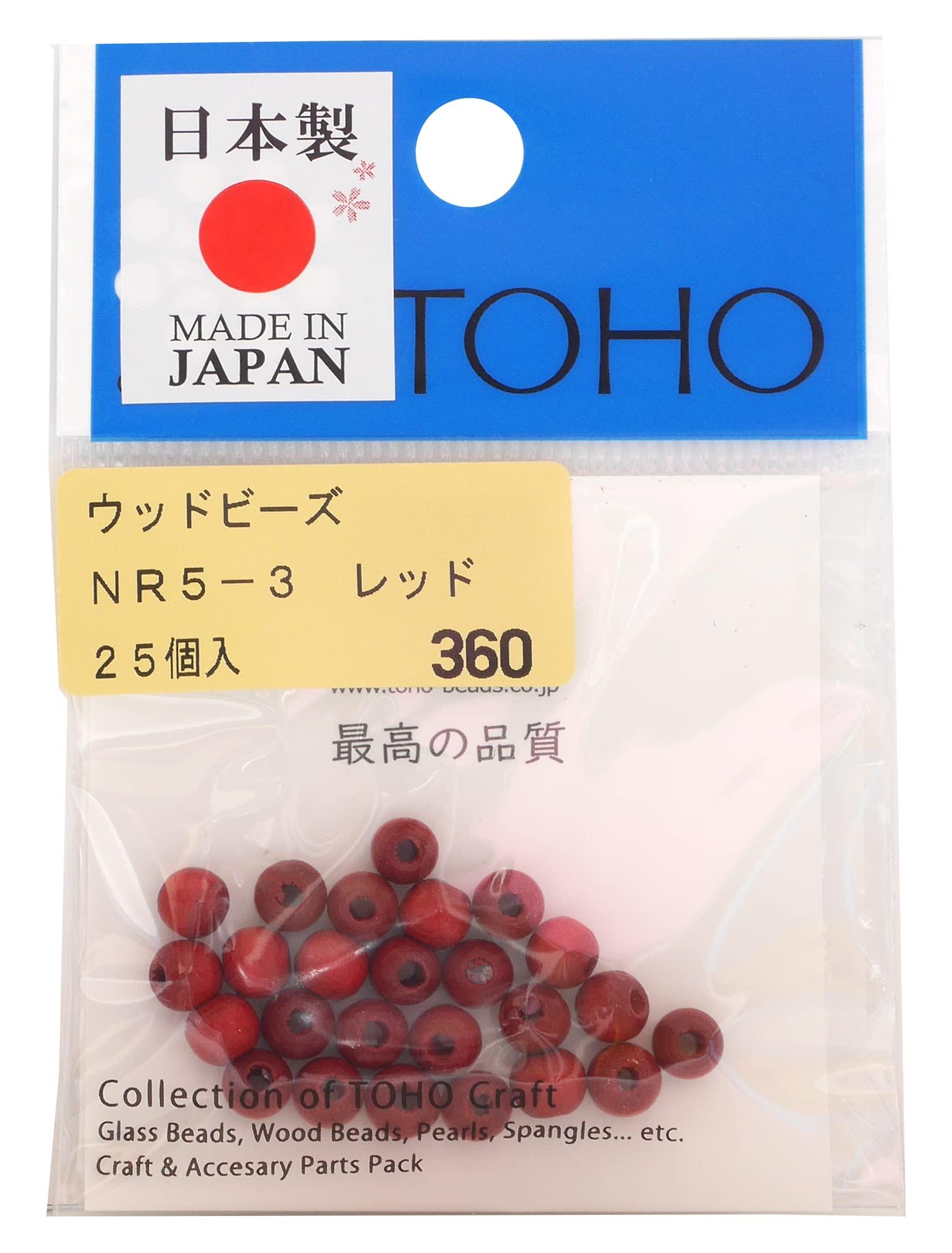 TOHO Artisan Craftsmanship Domestic Wood Beads Approx. 5mm Outer Diameter (Approx. 2mm Hole Size) Red 25-Piece Pack NR5-3