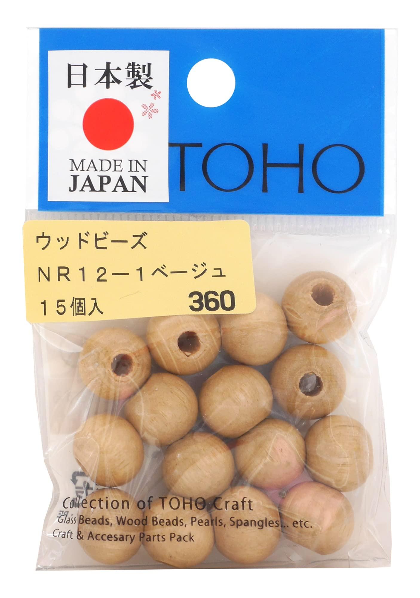 TOHO Artisan Craftsmanship Domestic Wood Beads Approx. 12mm Outer Diameter (Approx. 3.5mm Hole Size) Beige 15-Piece Pack NR12-1