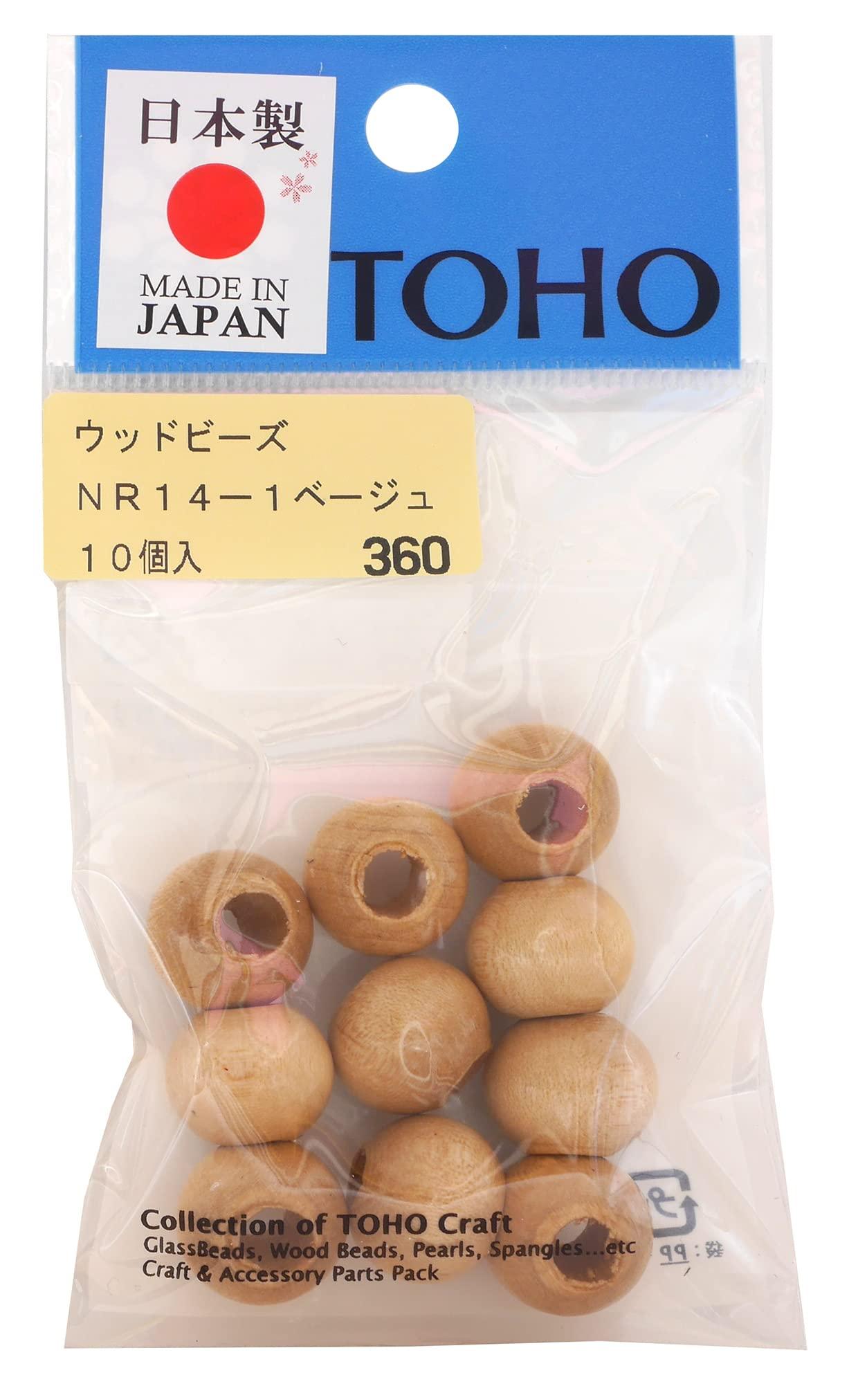 TOHO Artisan Craftsmanship Domestic Wood Beads Approx. 14mm Outer Diameter (Approx. 6mm Hole Size) Beige 10-Piece Pack NR14-1