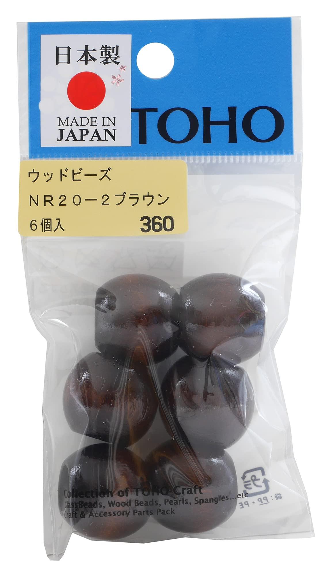 TOHO Artisan Craftsmanship Domestic Wood Beads Approx. 20mm Outer Diameter (Approx. 10mm Hole Size) Brown 6-Piece Pack NR20-2