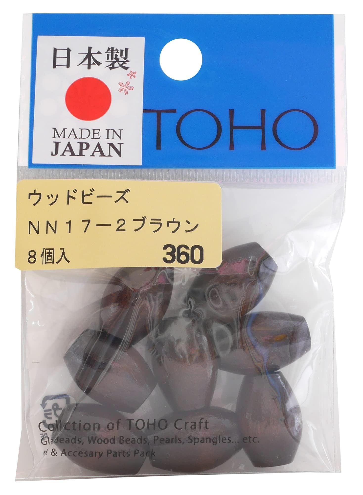TOHO Artisan Craftsmanship Domestic Wood Beads Approx. 11×17mm Outer Diameter (Approx. 5mm Hole Size) Brown 8-Piece Pack NN17-2