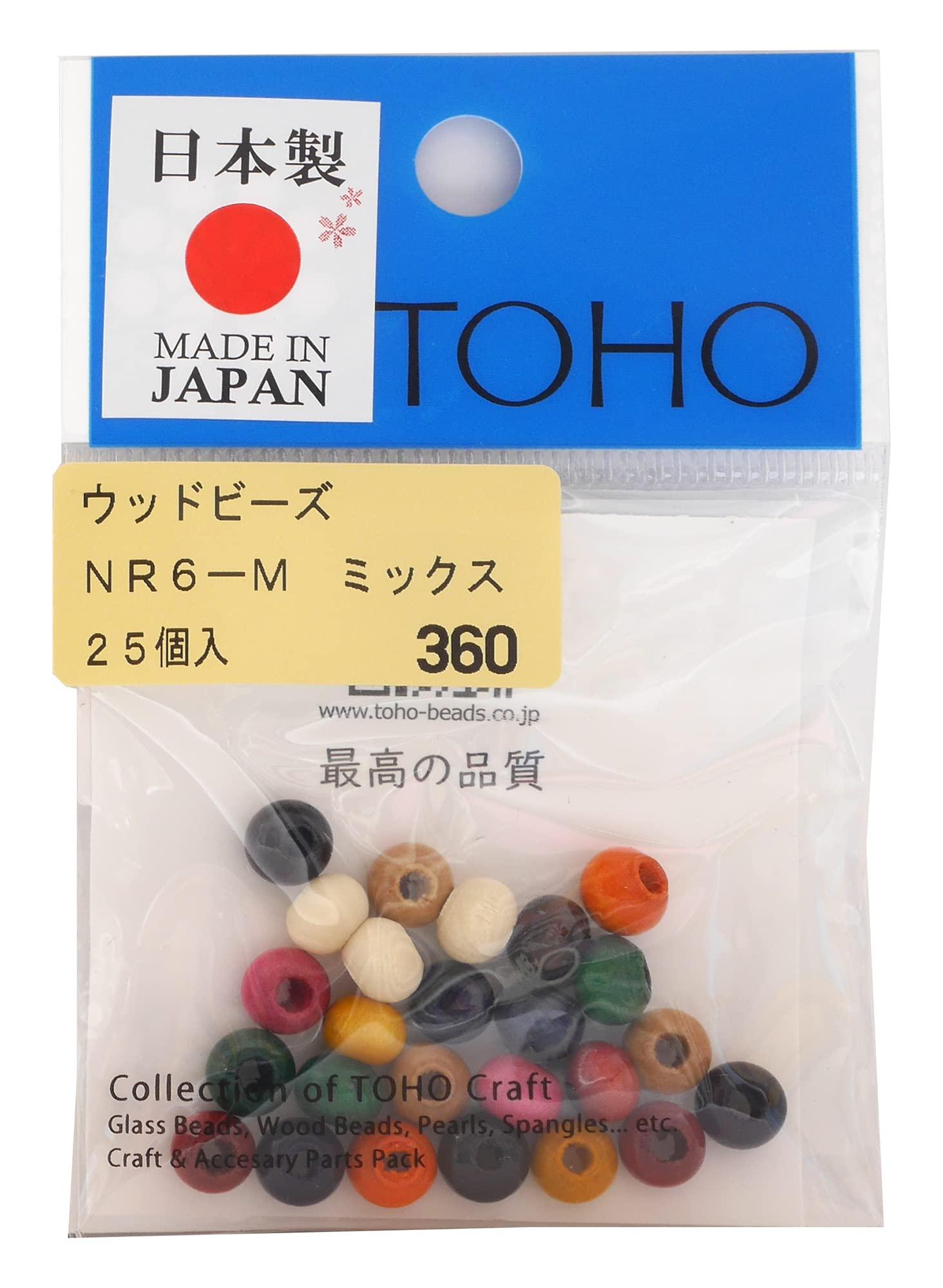 TOHO Artisan Craftsmanship Domestic Wood Beads Approx. 6mm Outer Diameter (Approx. 2.5mm Hole Size) Mix 25-Piece Pack NR6-M