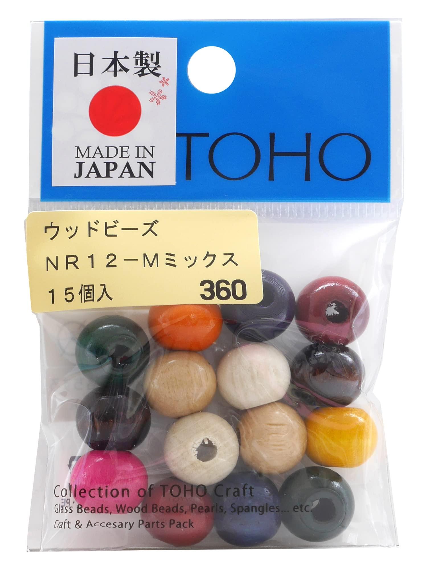 TOHO Artisan Craftsmanship Domestic Wood Beads Approx. 12mm Outer Diameter (Approx. 3.5mm Hole Size) Mix 15-Piece Pack NR12-M