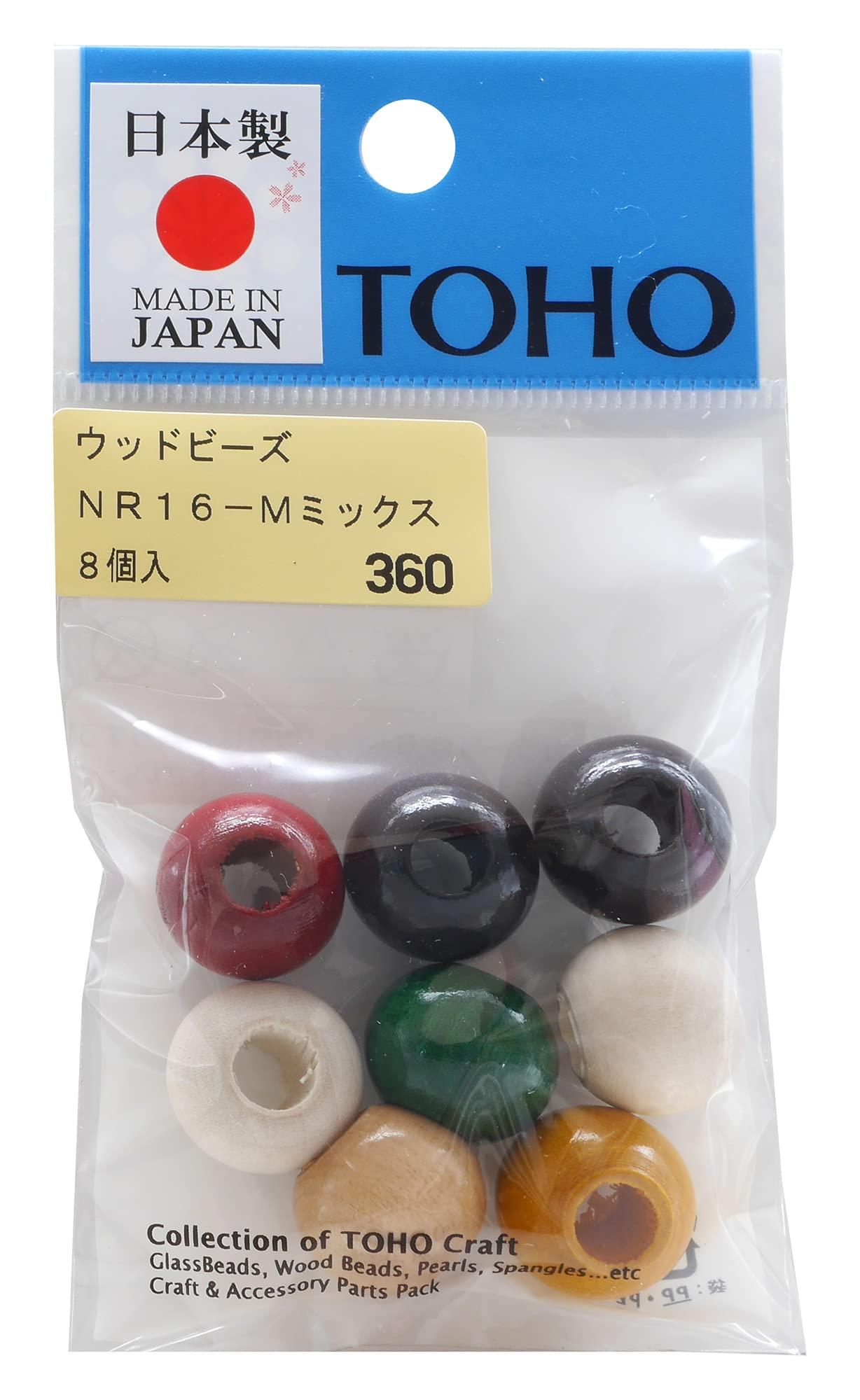 TOHO Artisan Craftsmanship Domestic Wood Beads Approx. 16mm Outer Diameter (Approx. 6mm Hole Size) Mix 8-Piece Set NR16-M