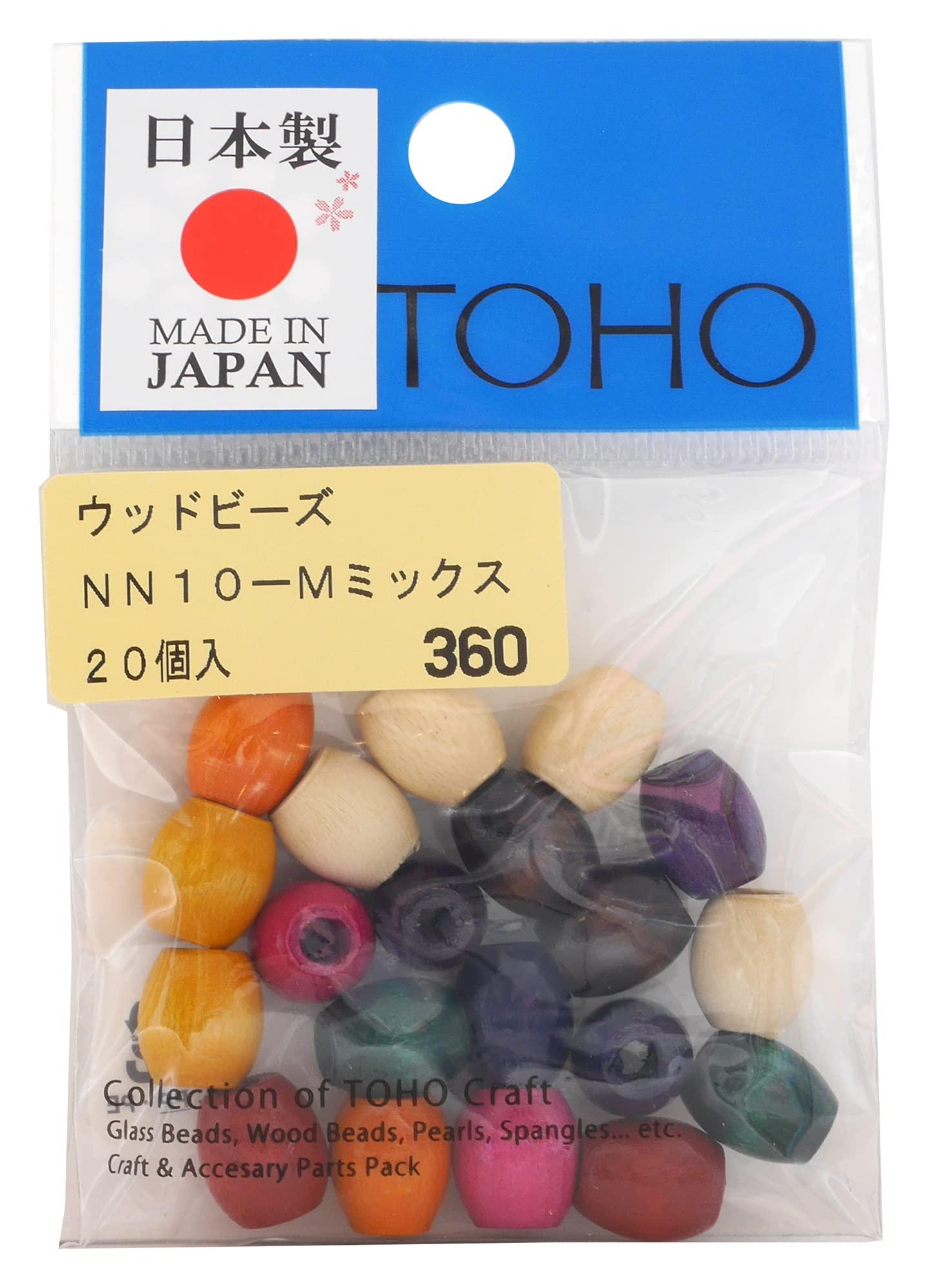 TOHO Artisan Craftsmanship Domestic Wood Beads Approx. 8×10mm Outer Diameter (Approx. 3mm Hole Size) Mix 20-Piece Pack NN10-M