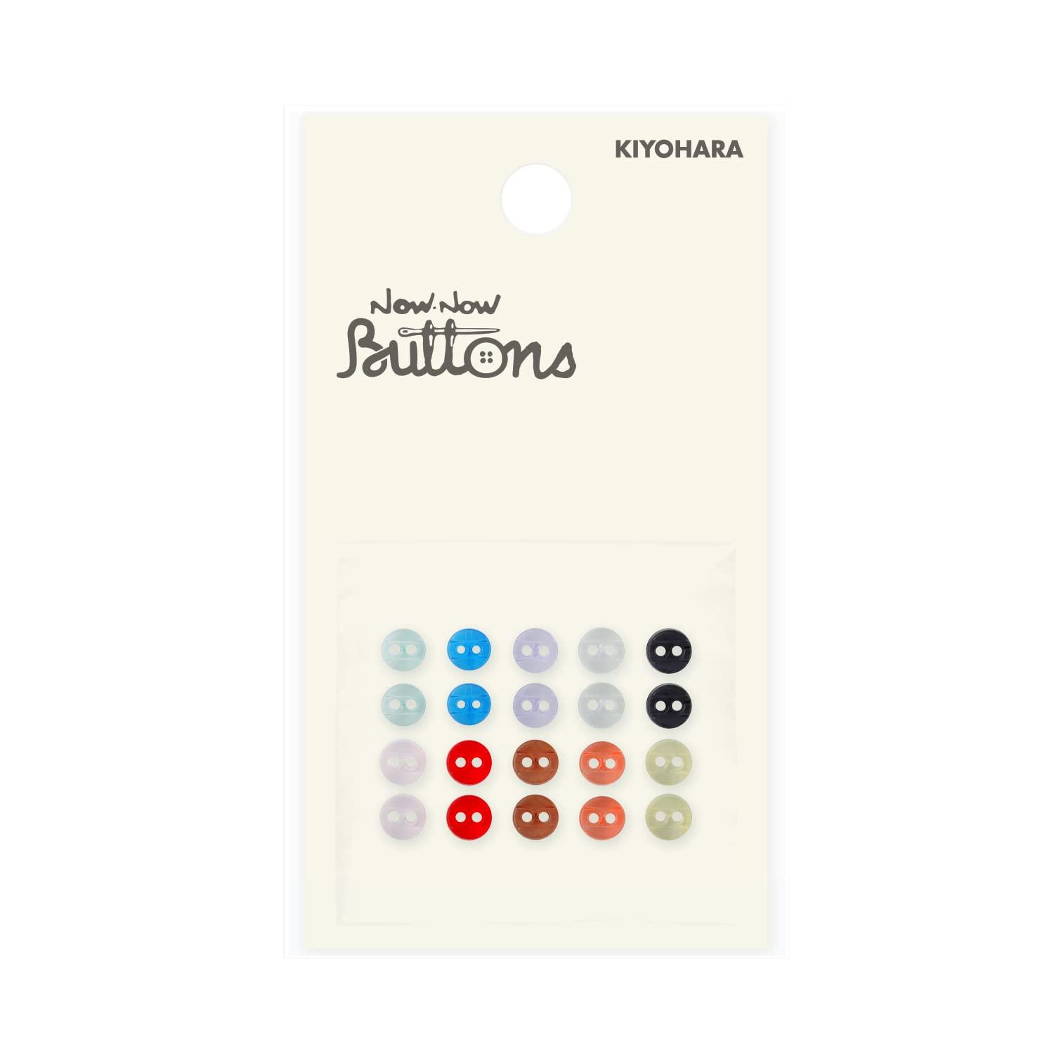 KIYOHARA Now Now Buttons Colorful Assortment Buttons 2-Hole Concave Type 20-Piece Pack Diameter 5mm 10 Colors Clear NWN4166