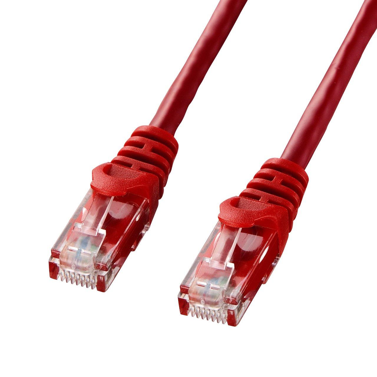 Sanwa Supply CAT6 LAN Cable (0.5m) UTP 1Gbps/250MHz RJ45 Snap-Proof Red LA-Y6-005R