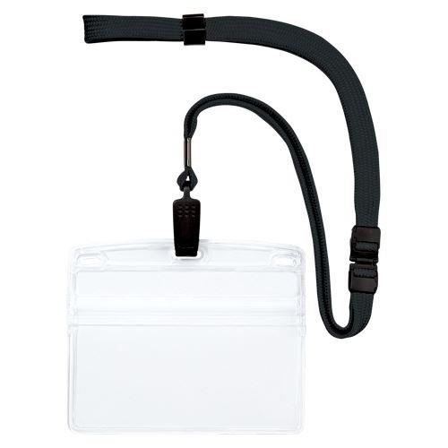 Open Kogyo Hanging Name Tag (ID Card Holder) Soft Extra Large Size Black NL-21P-BK