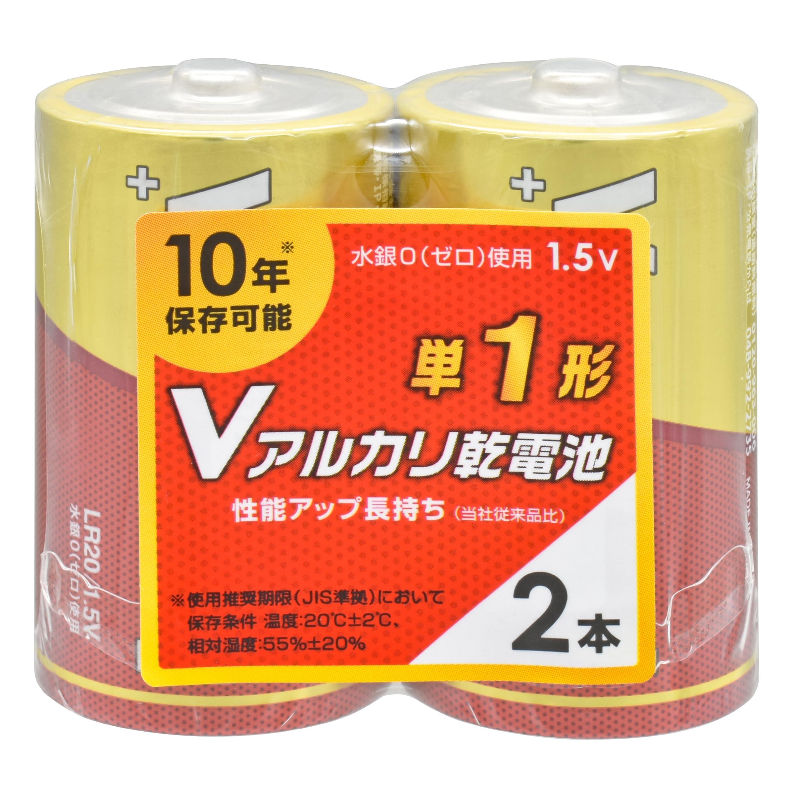 OHM V Alkaline Dry Cell Batteries 10-Year Shelf Life Size D 2-Pack LR20VS2P 08-4120 OHM Electric