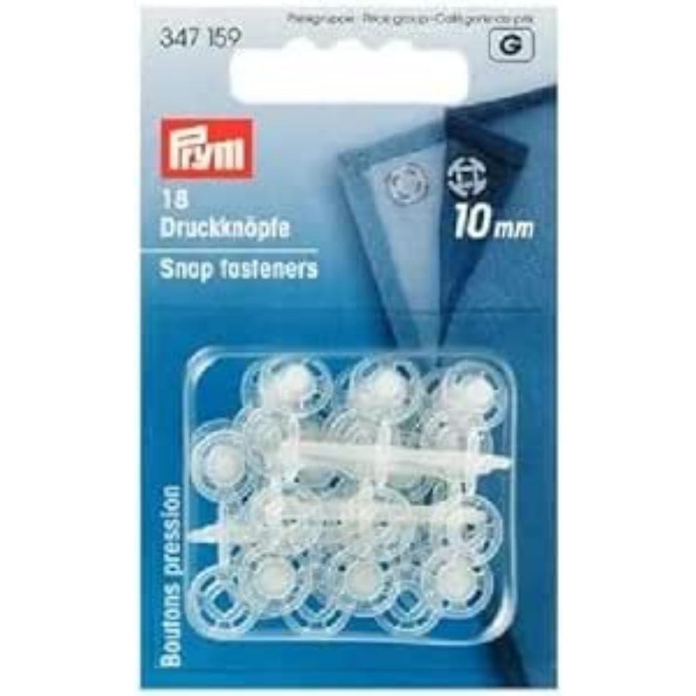 Prym Plastic Snaps Round 10mm 18-Piece Set White (Semi-Transparent) 347156