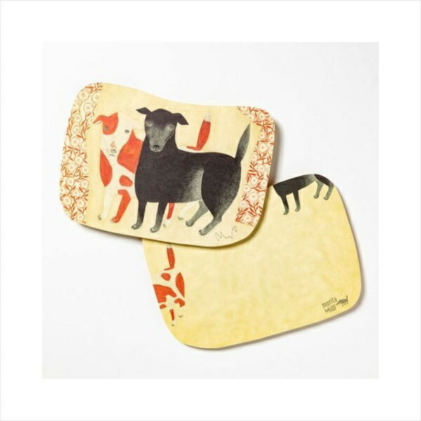 Kusunohashi Monori moritaMiW Postcard Black Dog Chalk and Red-Spotted Dog Ten
