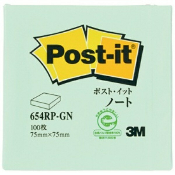 Post-it Notes Single Pack Recycled Paper 654RP-GN