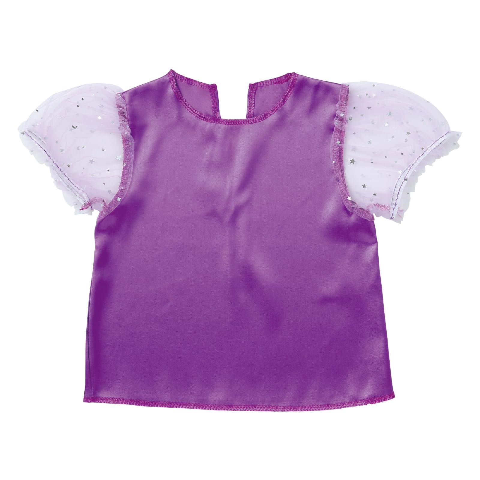 Soft Satin Puff Sleeve Purple C