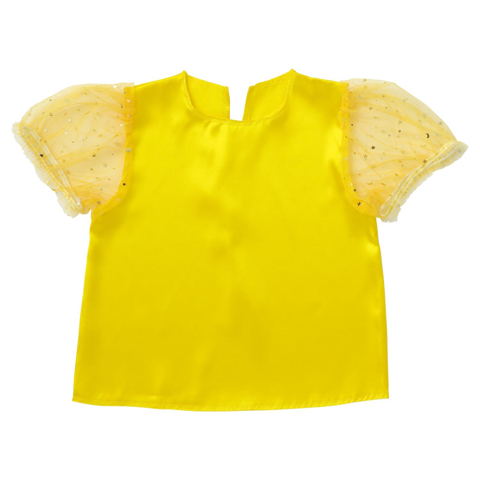 Soft Satin Puff Sleeve Yellow C