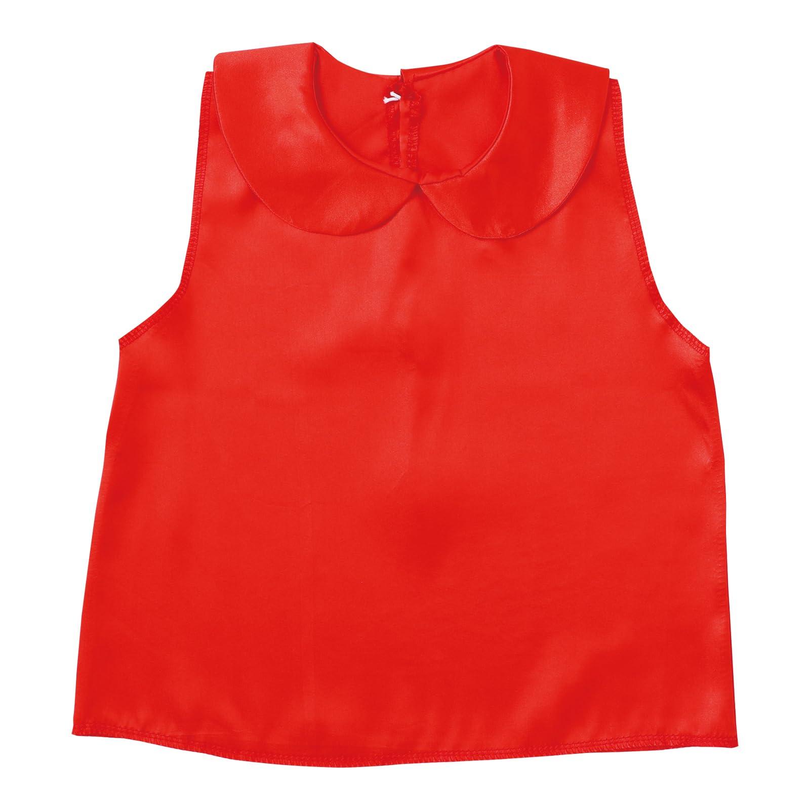 Soft Satin Shirt with Round Collar, Red C