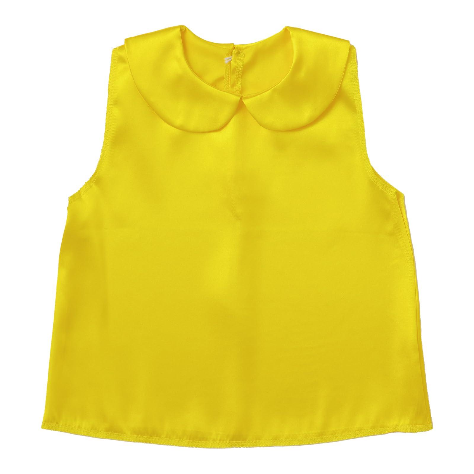 Soft Satin Shirt with Round Collar, Yellow C