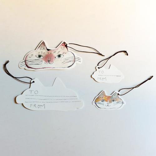 Tora Neko Bonbon Cat Tag Set (2 Large & 2 Small) (C)