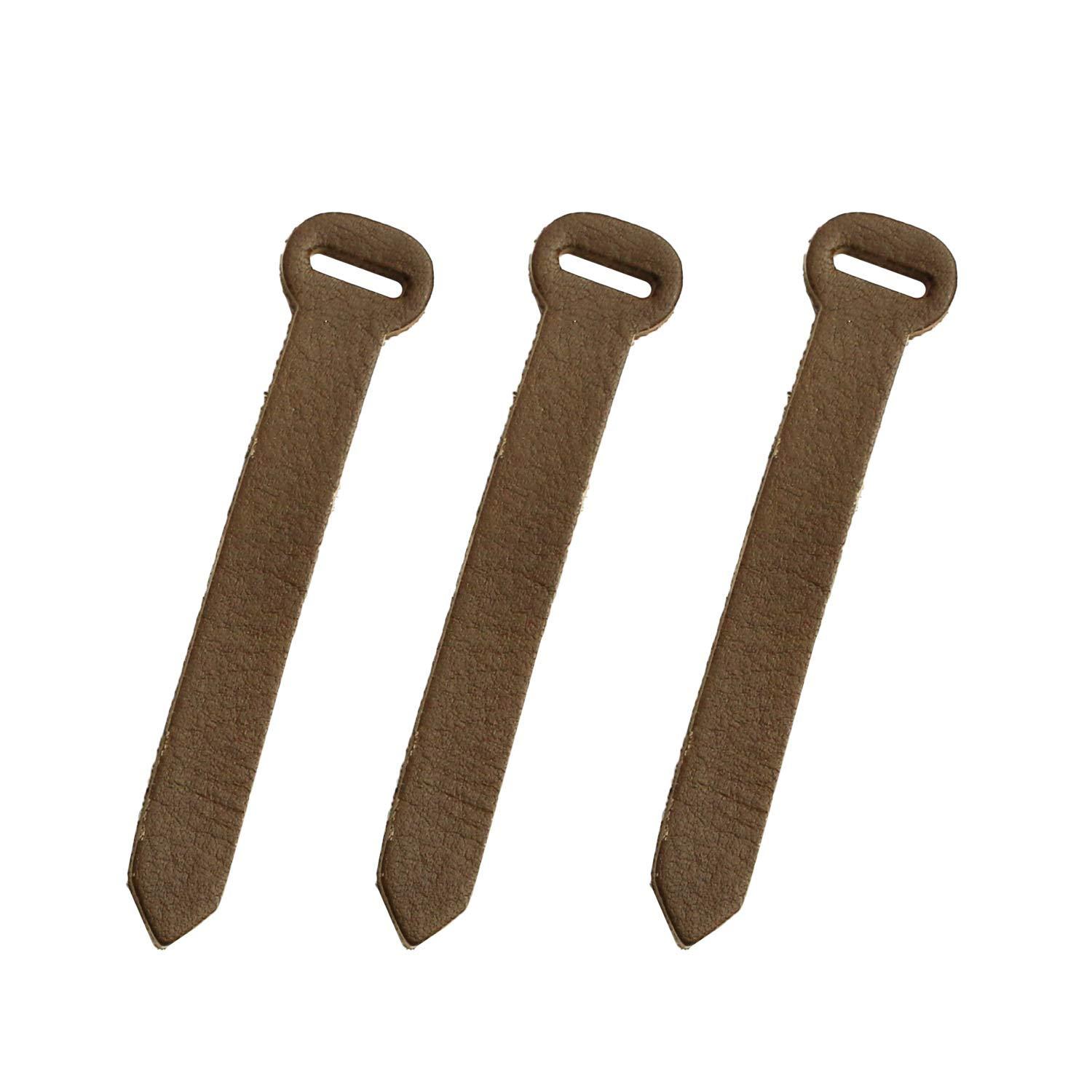Nippon Chuko NBK Genuine Leather Parts for Ring Fasteners Khaki Total Length 70mm 3 Pieces in Same Color LS-K