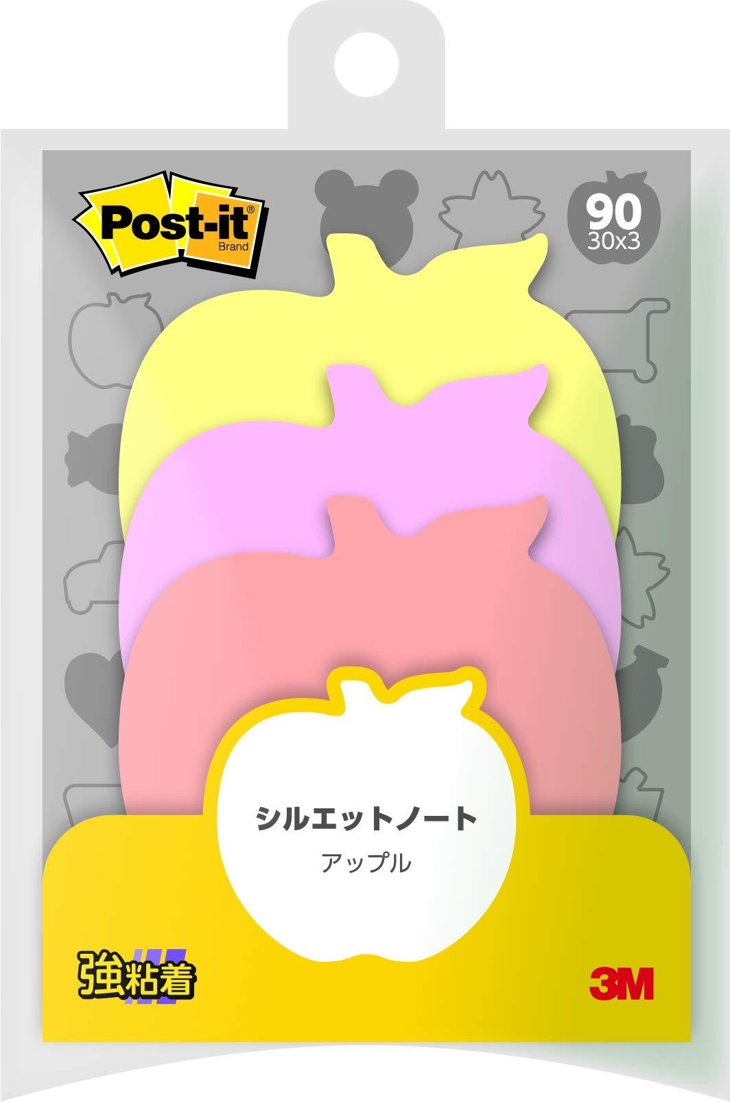 3M Post-it Notes Strong Adhesive Silhouette Design Apple 62×62mm 30 Sheets × 3 Pads SSS-APR