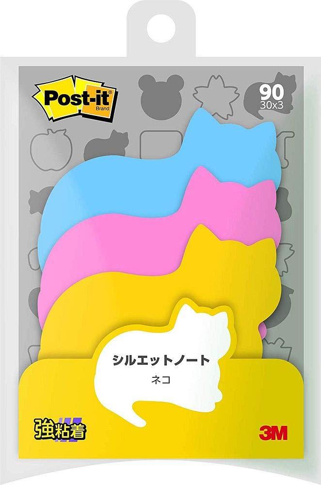 3M Post-it Notes Strong Adhesive Silhouette Design Cat 52×69mm 30 Sheets × 3 Pads SSS-NER