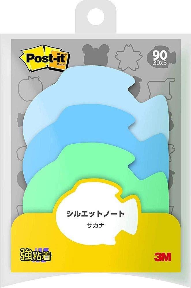 Post-it® Notes Strong Adhesive Silhouette Design Fish 53×69mm 30 sheets × 3 pads SSS-FI