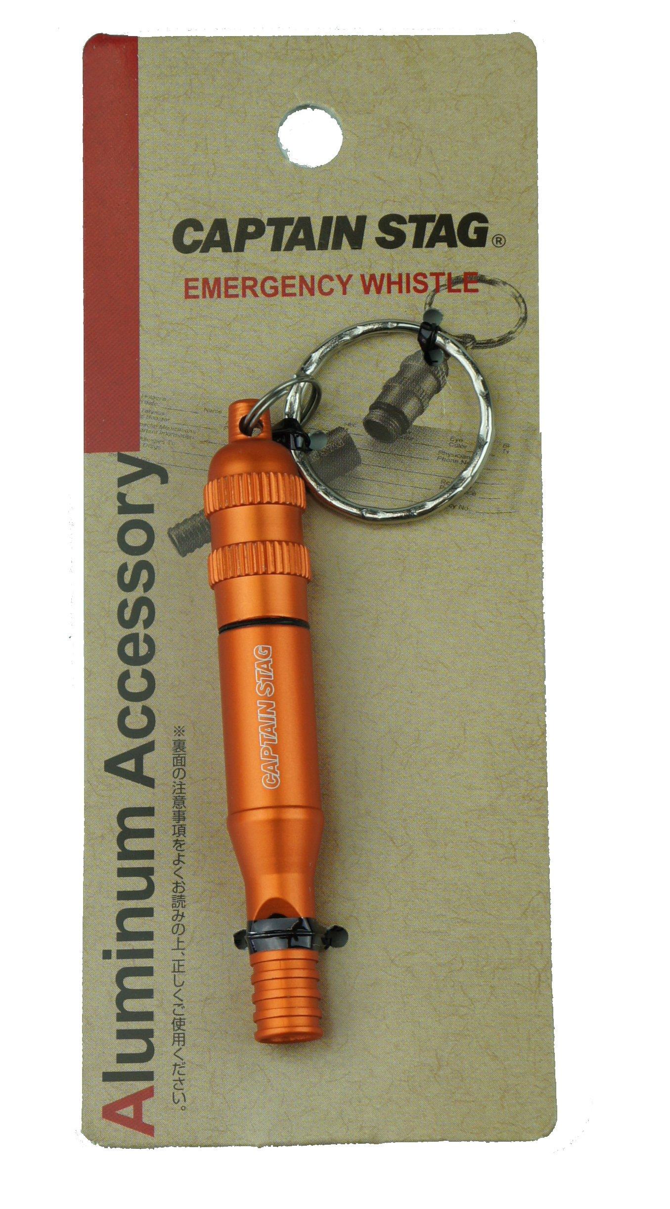 CAPTAIN STAG Whistle Aluminum Accessory Emergency Whistle with Emergency Information Paper Included Orange UM-1892