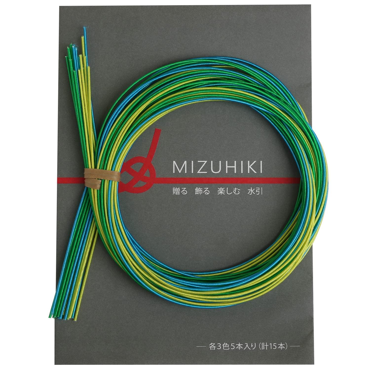 piece MIZUHIKI Assorted Water-Drawing Ribbon Set with Leaflet, 3 Colors (5 Ribbons Each) Hiyori PHC-100-9 90cm