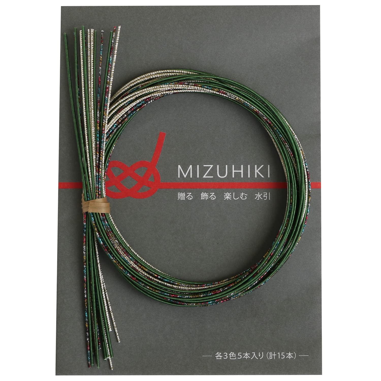 MIZUHIKI Assorted Set with Leaflet, 3 Colors (5 Sticks Each) - Keyaki (Japanese Zelkova) PHC-100-10 90cm