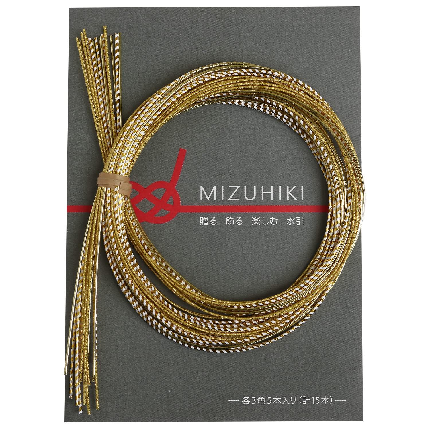 MIZUHIKI Assorted Set with Leaflet, 3 Colors (5 Sticks Each) Gold PHC-100-20