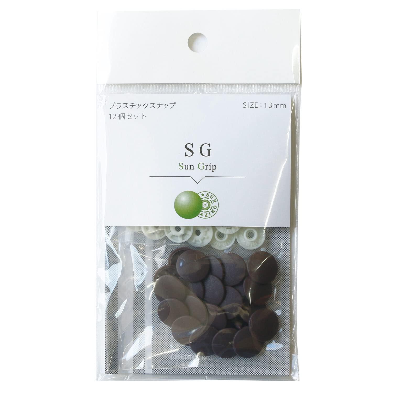 Nippon Chuko SUN GRIP Plastic Snap 13mm 12-Piece Set Dark Brown SG-570