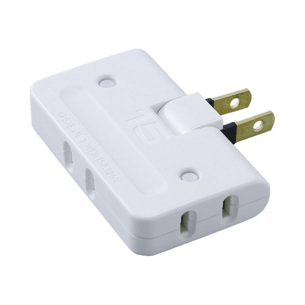 ELPA Corner Tap Power Strip 125V 3 Outlets White A-36H(W)