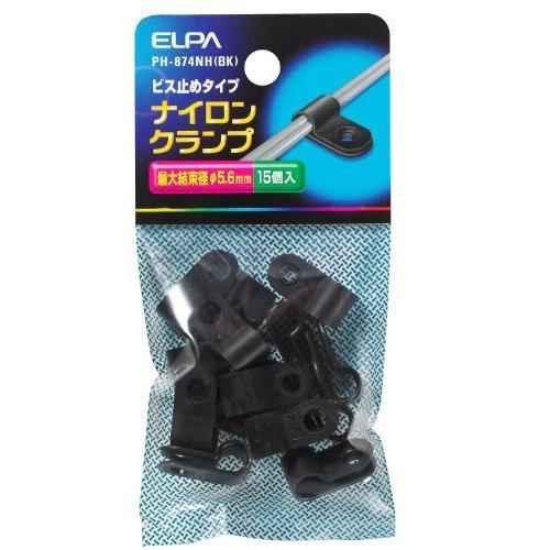 ELPA Nylon Cable Tie Wiring Installation Binding Type Screw-Fastening Type 66 Nylon Maximum Binding Diameter: 5.6mm 15 Pieces Black PH-874NH(BK)