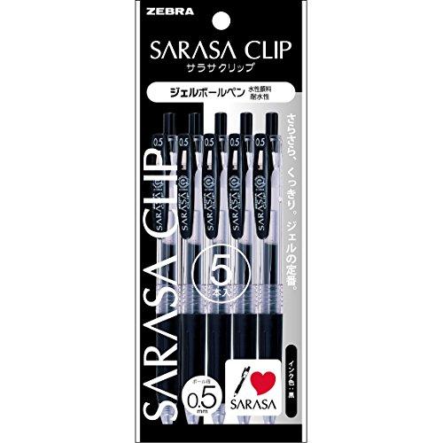 ZEBRA Gel Ballpoint Pen Sarasa Clip 0.5mm Black 5-Pack P-JJ15-BK5