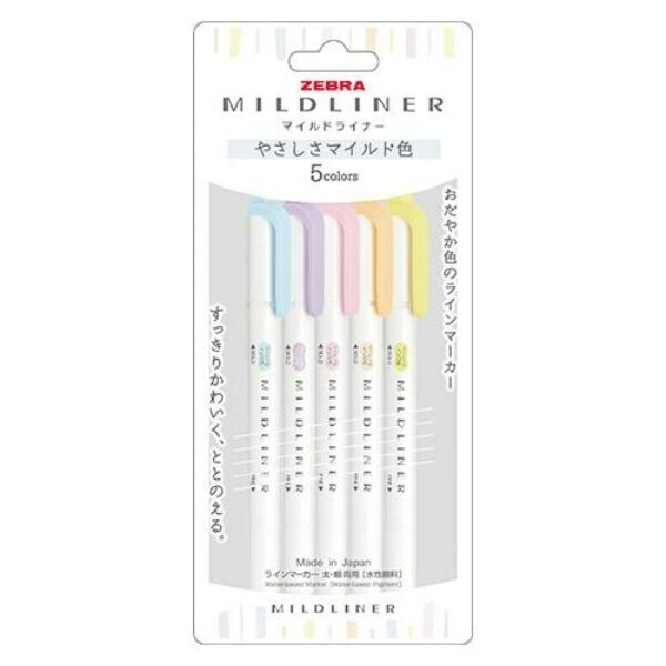 ZEBRA Highlighter Milky Liner Gentle Mild 5-Color Set WKT7-5C-YC