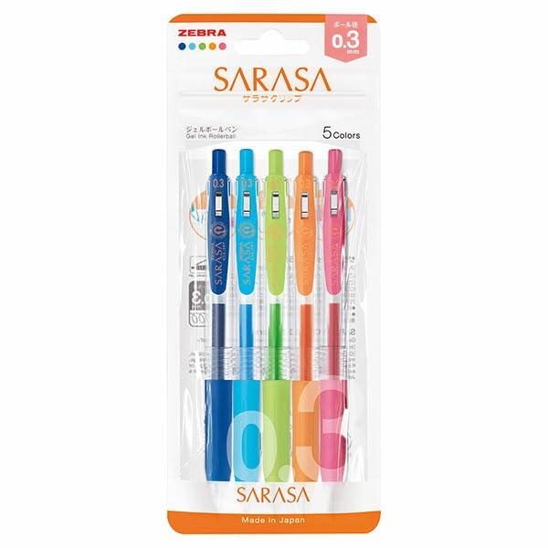 Zebra Gel Ballpoint Pen Sarasa Clip 0.3mm 5-Color Set N JJH15-5C-N