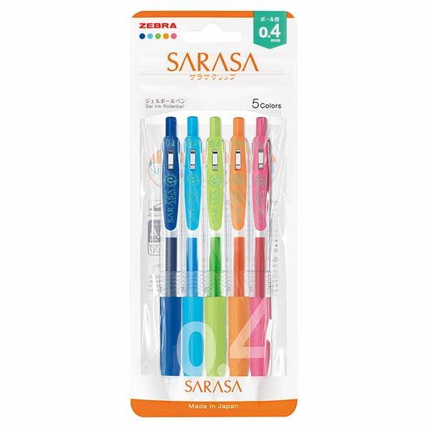 Zebra Gel Ballpoint Pen Sarasa Clip 0.4mm 5-Color Set N JJS15-5C-N