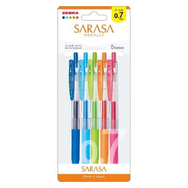 Zebra Gel Ballpoint Pen Sarasa Clip 0.7mm 5-Color Set N JJB15-5C-N