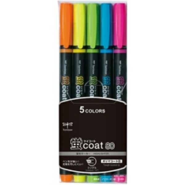 Tombow Pencil Fluorescent Pen Fluorescent Coat 80 (Strong Tip! Polymer-Coated Core) Single Type 5 Colors WA-SC5C