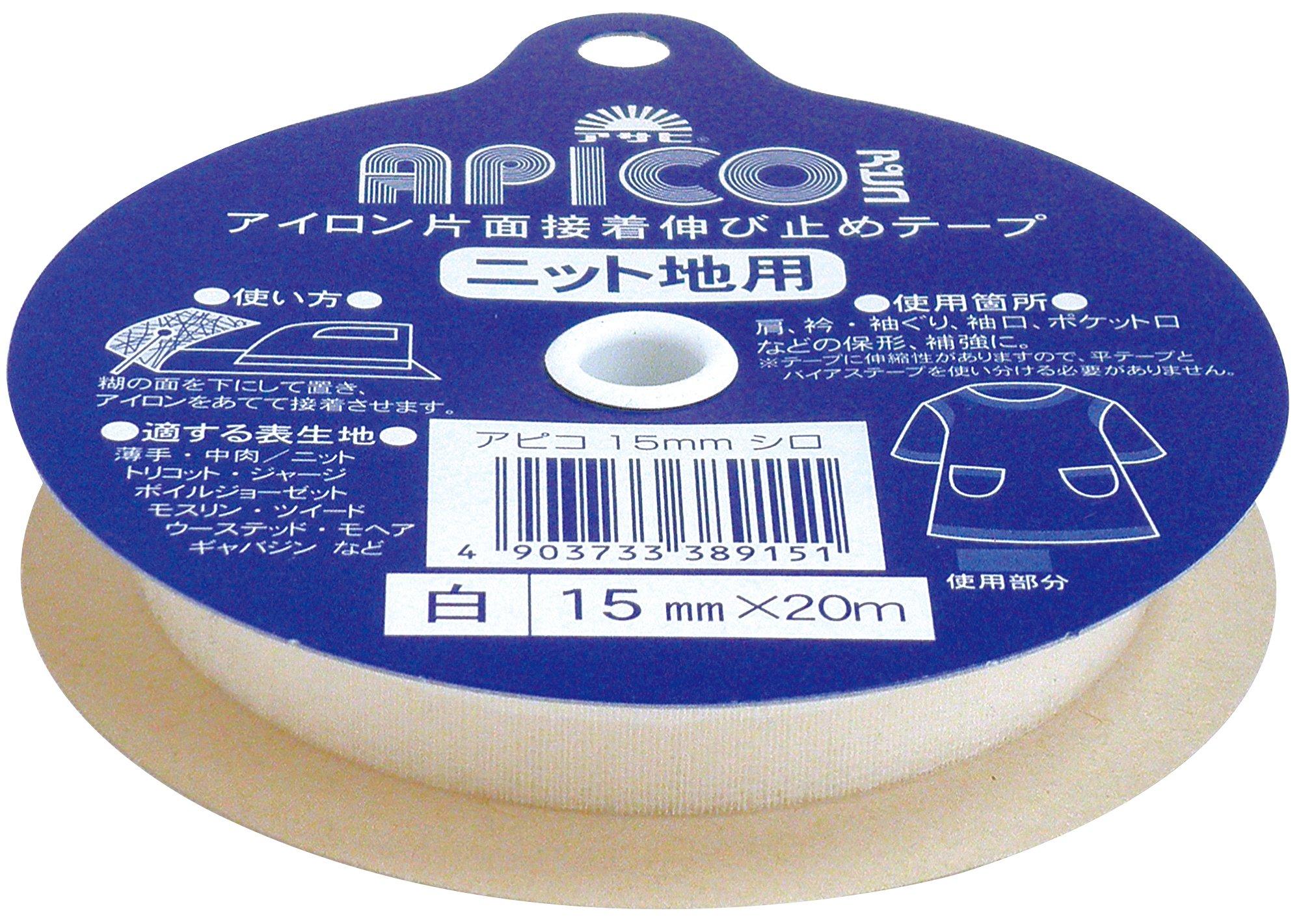 Asahi Iron-On Single-Sided Adhesive Tape Apico Tape 15mm Width White 20m Roll