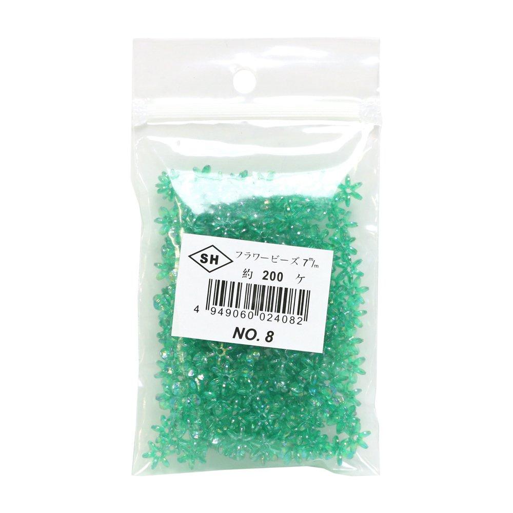 Shimamura Flower Beads 200-Piece Deluxe DX 7mm Green ASH-FL7-8