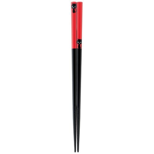 Sunlife Chopsticks Dishwasher Safe Adult Short 21cm Black Cat Natural Wood Red Made in Japan H-05402