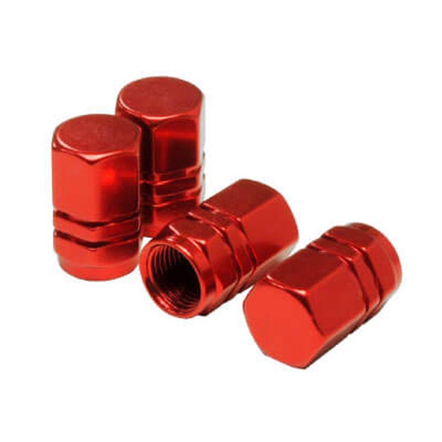 Astro Products Aluminum Tire Valve Cap Set, Red, 4-Piece