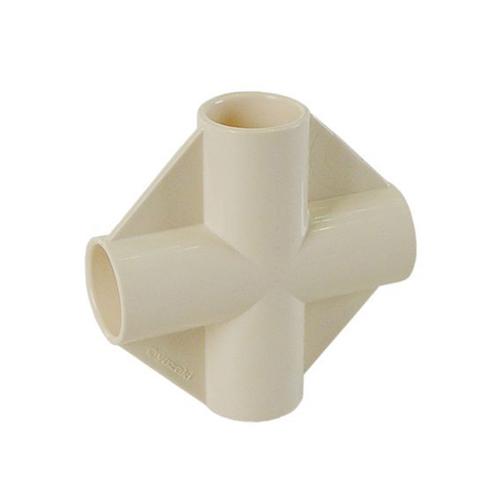 [Pipe Rack Use] 4-Way Plastic Joint (Ivory)