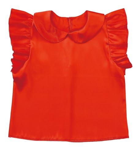 [Artec] Soft Satin Ruffled Shirt with Round Collar, Red 18320 Costume, Cosplay, Recital, Play Performance, Handmade Costume, Easy, Children