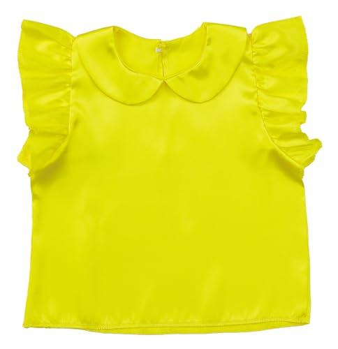 [Artec] Soft Satin Ruffled Shirt with Round Collar Yellow 18321 Costume Cosplay Performance Playtime Handmade Costume Easy Kids