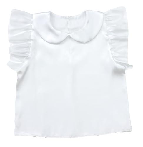 [Artec] Soft Satin Ruffled Shirt with Round Collar, White 18322 Costume, Cosplay, Recital, Play Performance, Handmade Costume, Easy, Children