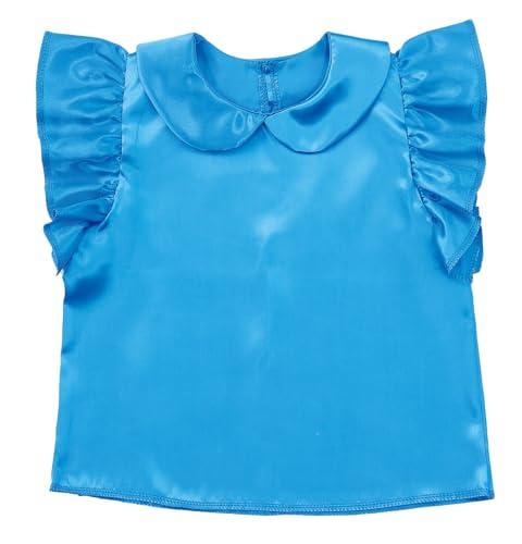 [Artec] Soft Satin Ruffled Shirt with Round Collar, Blue 18324 Costume, Cosplay, Recital, Play Performance, Handmade Costume, Easy, Children