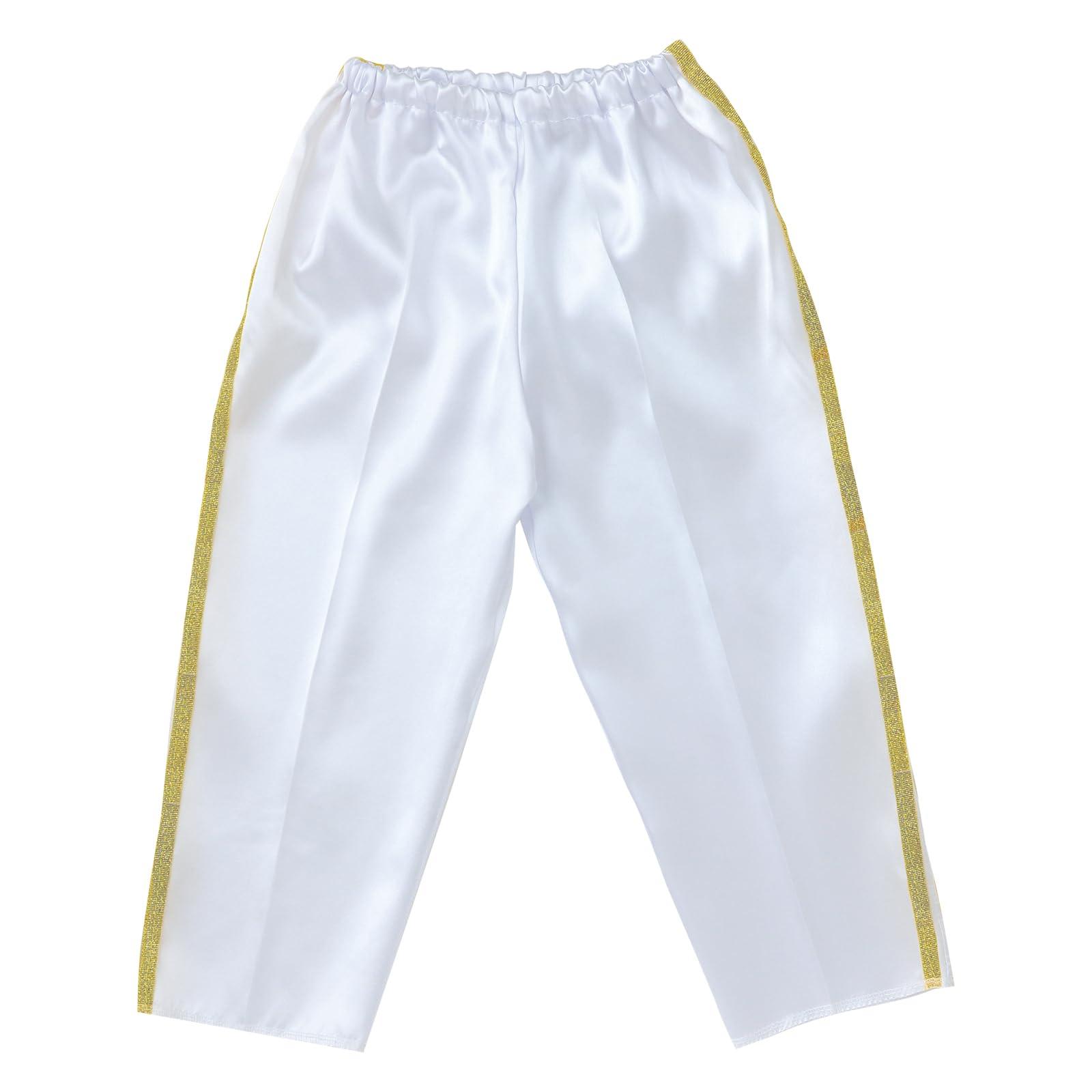 [Artec] Kids Costume Pants Soft Satin Tapered Pants Line Size C White 18724